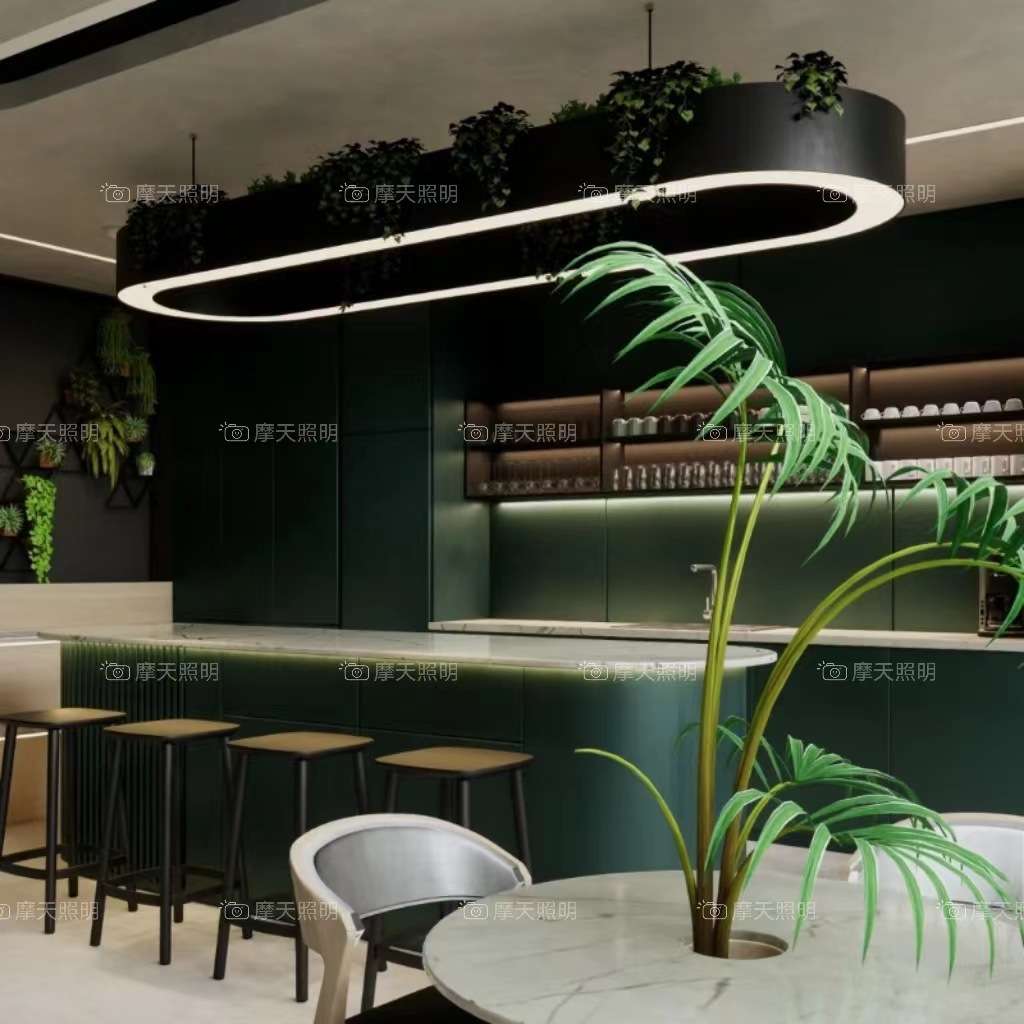 大型灯具椭圆形植物吊灯吧台餐厅样板间办公室装饰环形植物灯