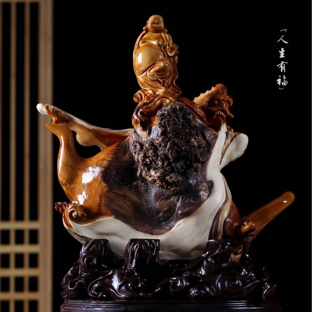 太行崖柏满瘤疤高端收藏品根雕摆件倒流香手把件财神弥勒雕刻工艺