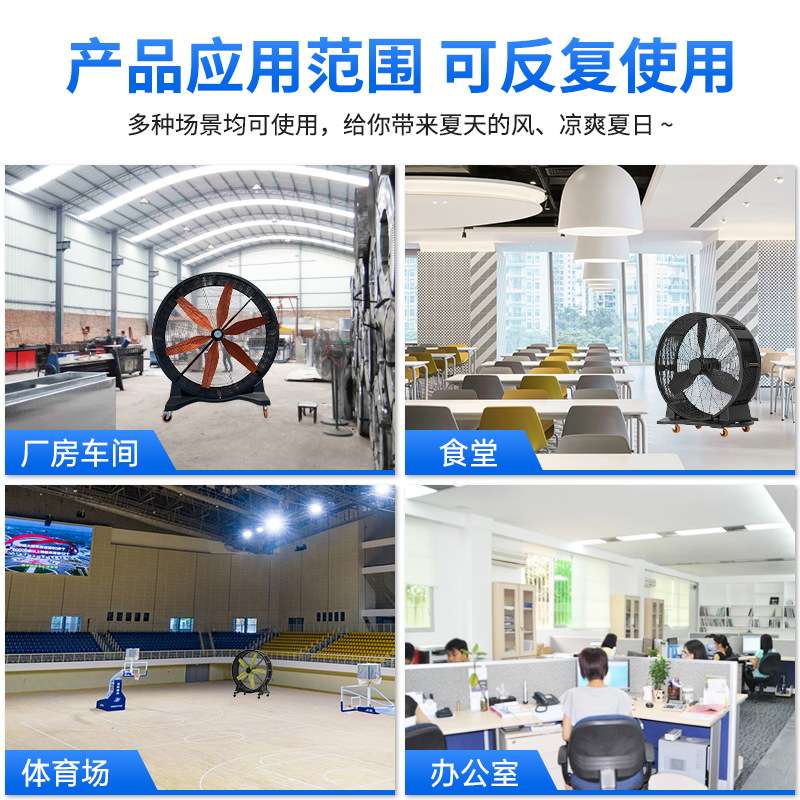 可移动式工业大风扇工厂车间降温大风力推车式落地式工业风扇厂家图片