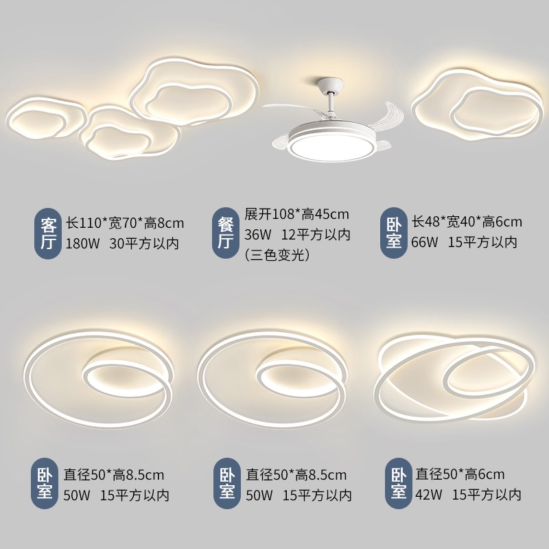 极简云朵灯吸g顶灯全光谱2024年新款客厅主灯智能灯具全屋套餐组