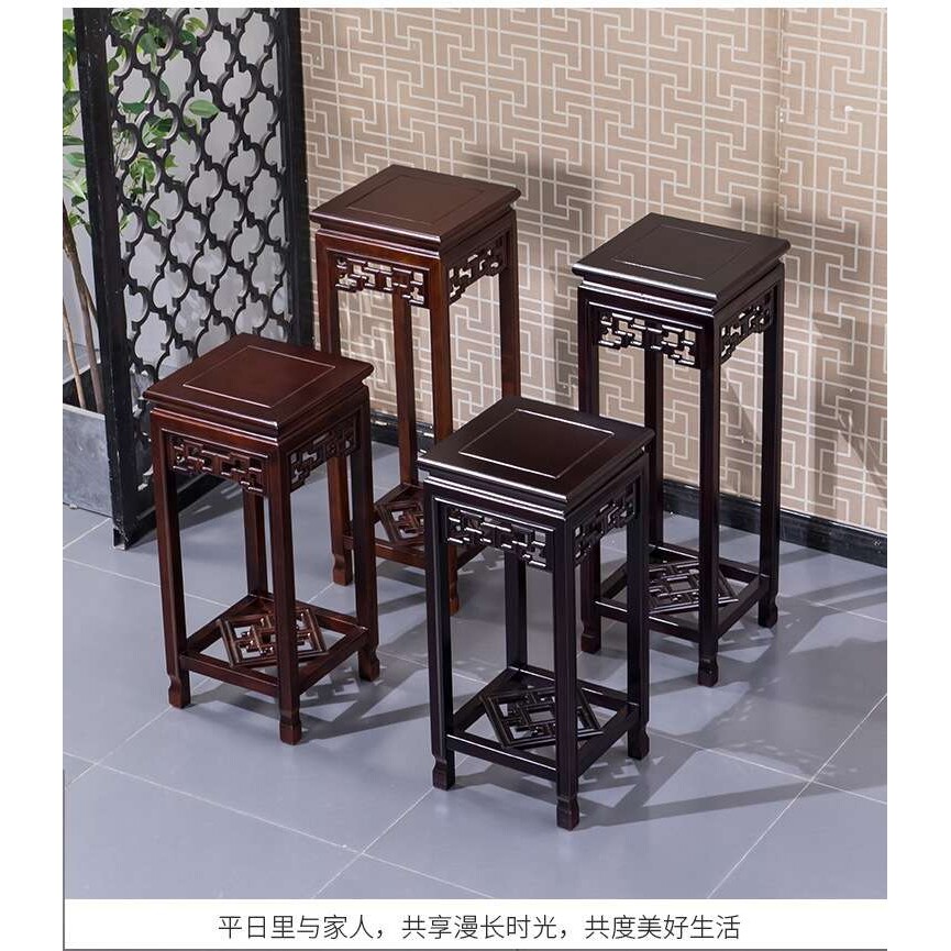 实木花架中式仿古客厅多层单个落地式四方简约禅意置物盆景架花几