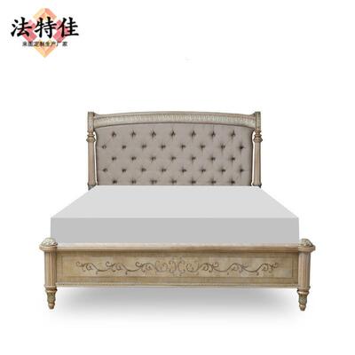 福溢家居意式翡冷欧式实木雕布艺床卧翠现代简刻约轻奢主IPT家具