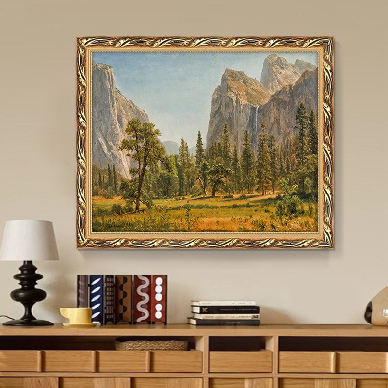 世界名画欧式山水画客厅r餐厅装饰画峡谷风景油画美式玄关走廊挂