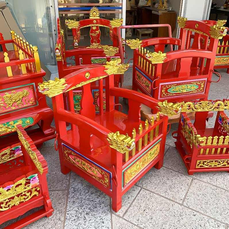 全实木游神轿子抬神轿子花轿香樟木雕刻神明出游撵轿安金神轿佛轿