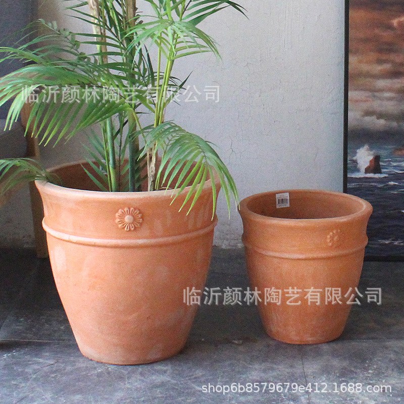 罗马花盆红陶盆天然陶土盆欧式花盆中号粗陶Q出口意大利圆形陶盆