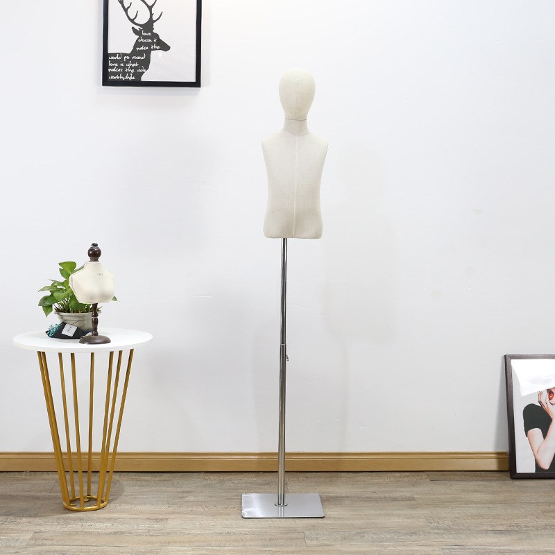 男女儿童模特橱j窗展示道具半身全身包布带头部童装店小孩衣架金