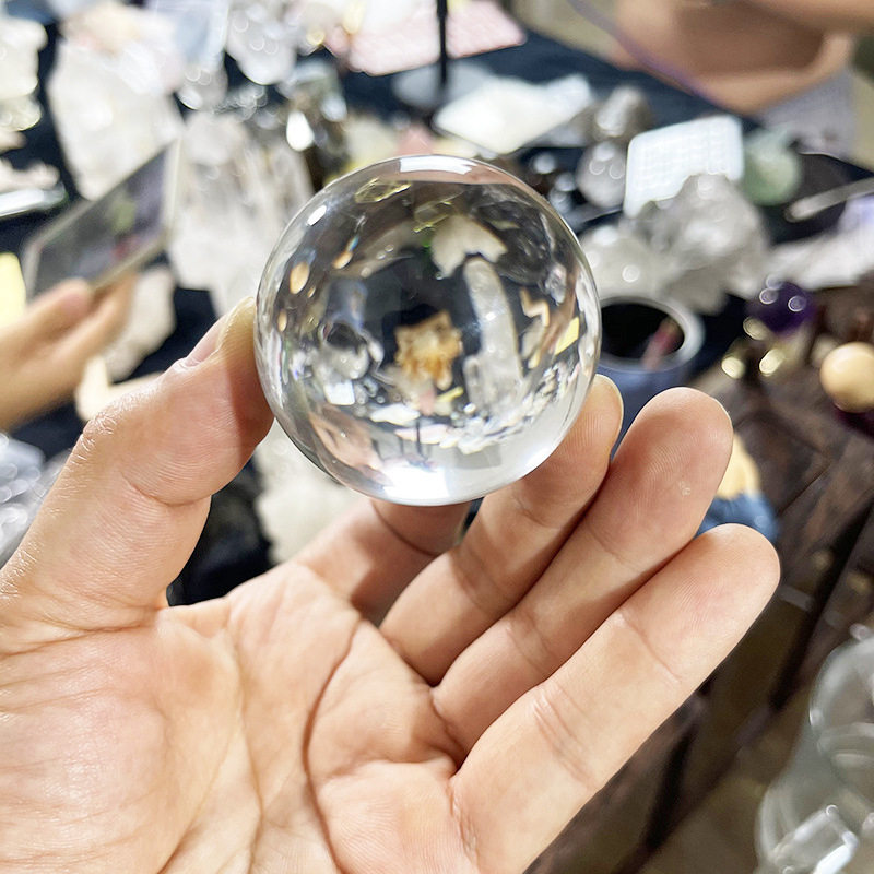 天然净体白白水晶球水晶透明水晶球摆件摄影室内艺术摆件水晶珠子