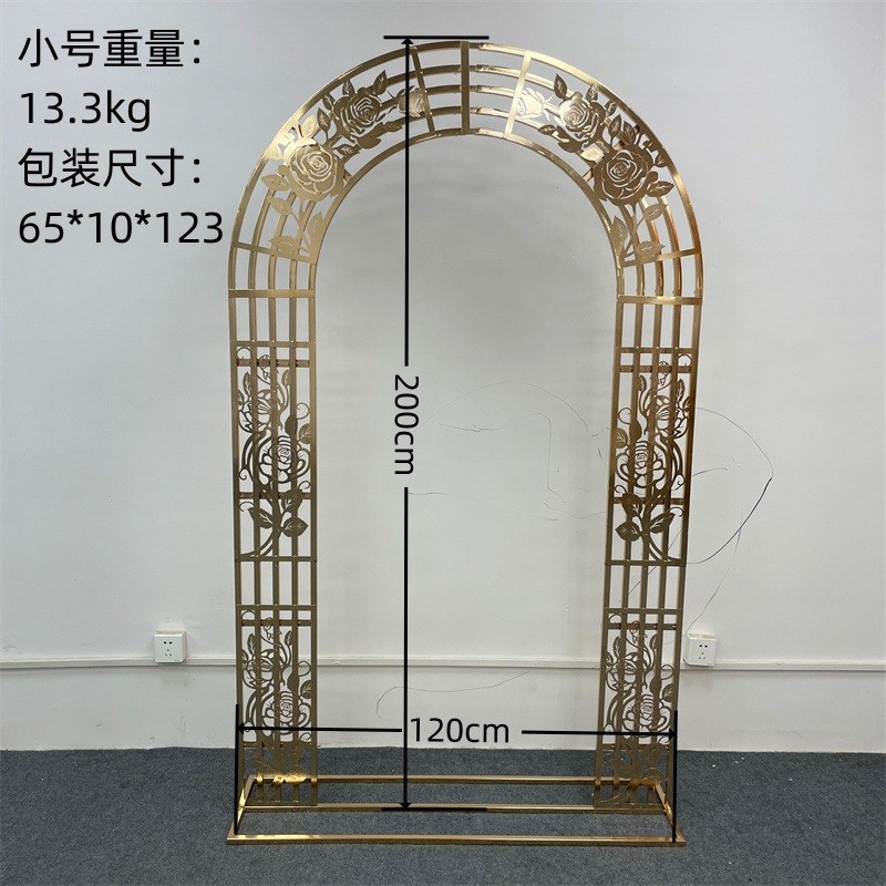 新款婚庆道具婚礼l舞台背景装饰铁艺拱门花架五杠镂空玫瑰花架子