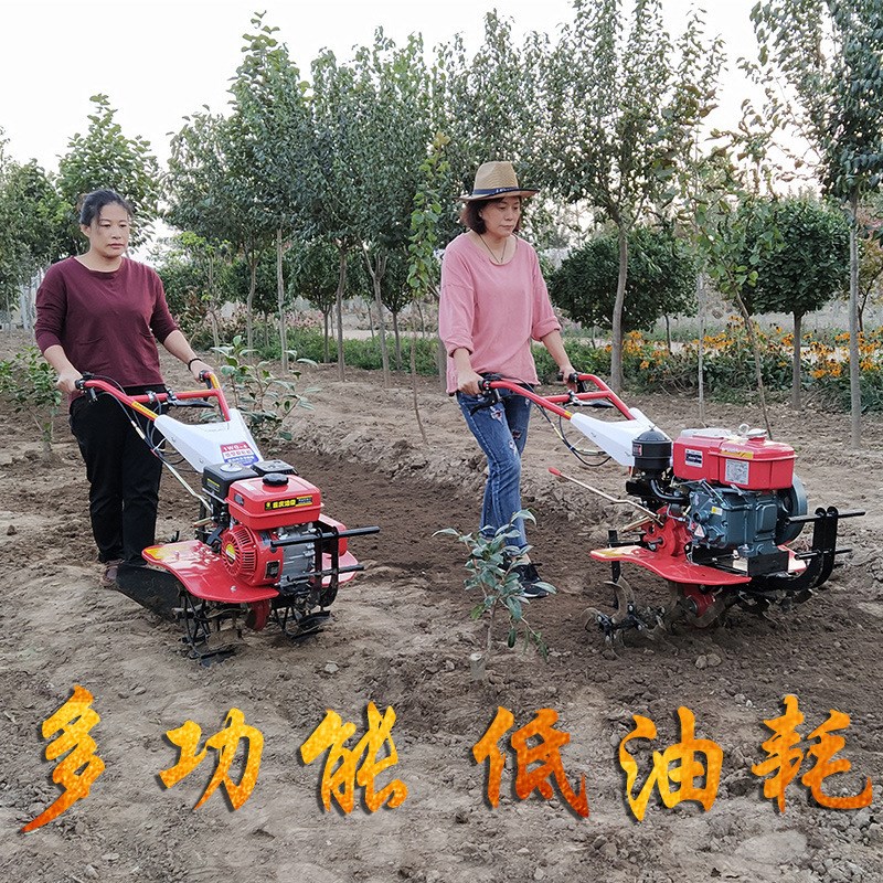 旋耕松土耕地翻土汽柴油微耕小型农用手扶起垄V耙地开沟耕田机