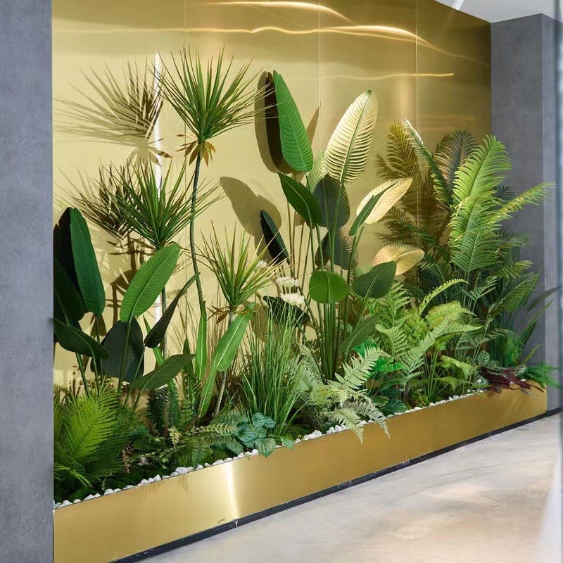 大型网红橱窗装饰场景布置v仿真绿植造景组合套装假植物室内景观