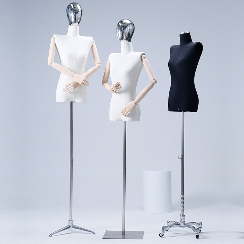 韩版平肩锁骨女模特道具展示架女装F半身假人台带头带手橱窗人偶