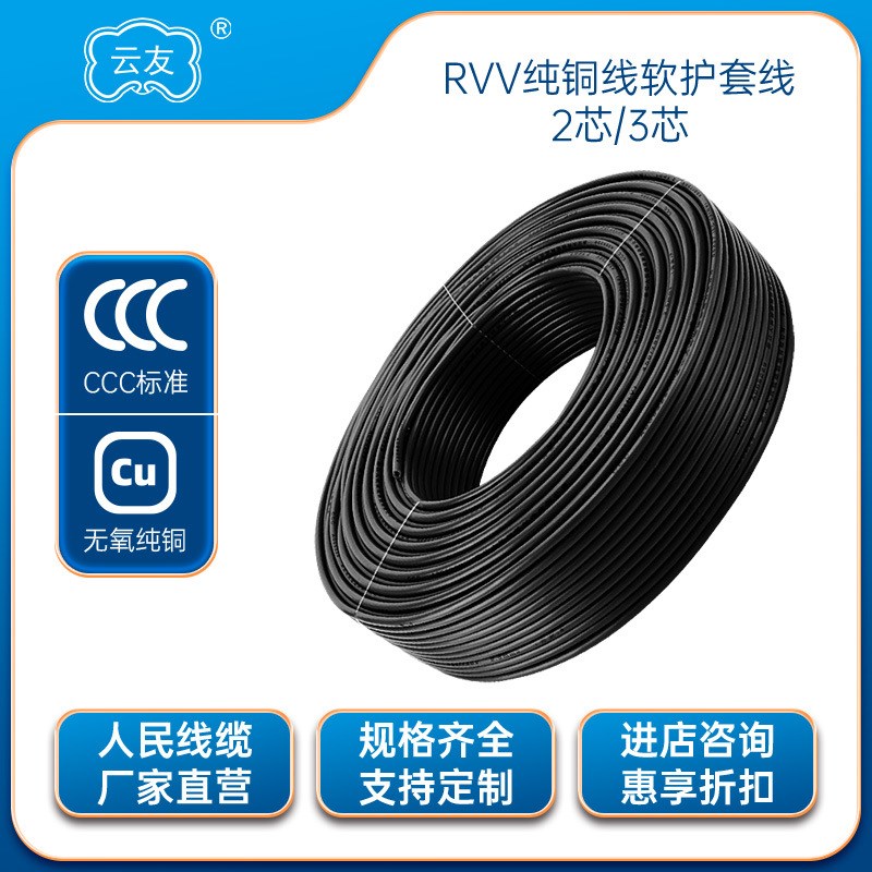 RVV2*10插头线电源线rvv2芯10平方护套线10平R方2芯护套线铜芯线