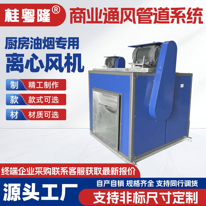 桂粤隆源头厂家直供厨房油烟专用离心风机商用通风管道系统设备