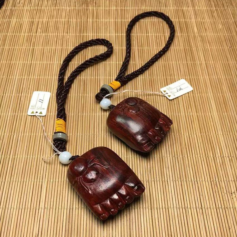 印度小叶紫檀j木雕知足常乐佛脚手把件挂件古玩工艺品