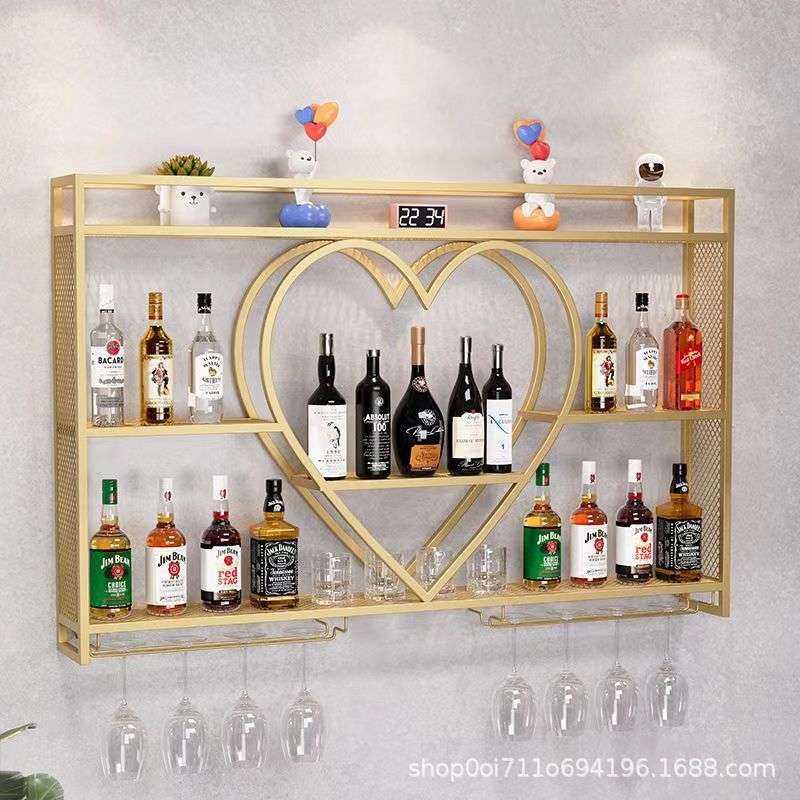 吧台铁艺酒柜墙上壁挂式酒架酒柜家用小型客厅酒吧餐厅悬浮挂壁柜