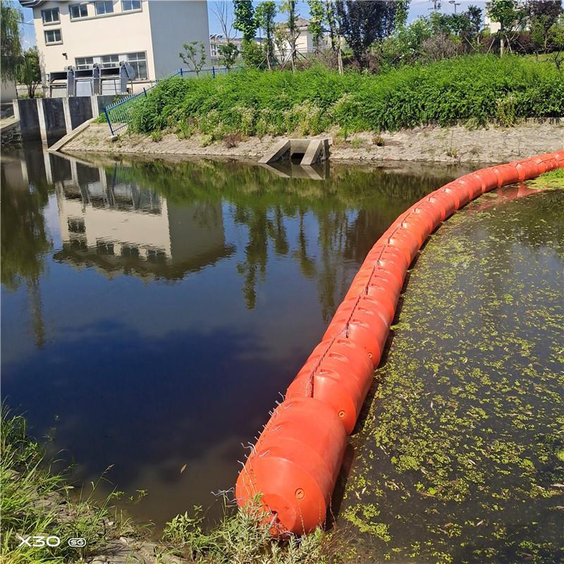 湖泊垃圾拦漂浮桶管式拦污排 河道弧形拦污浮排大距离拦漂浮桶