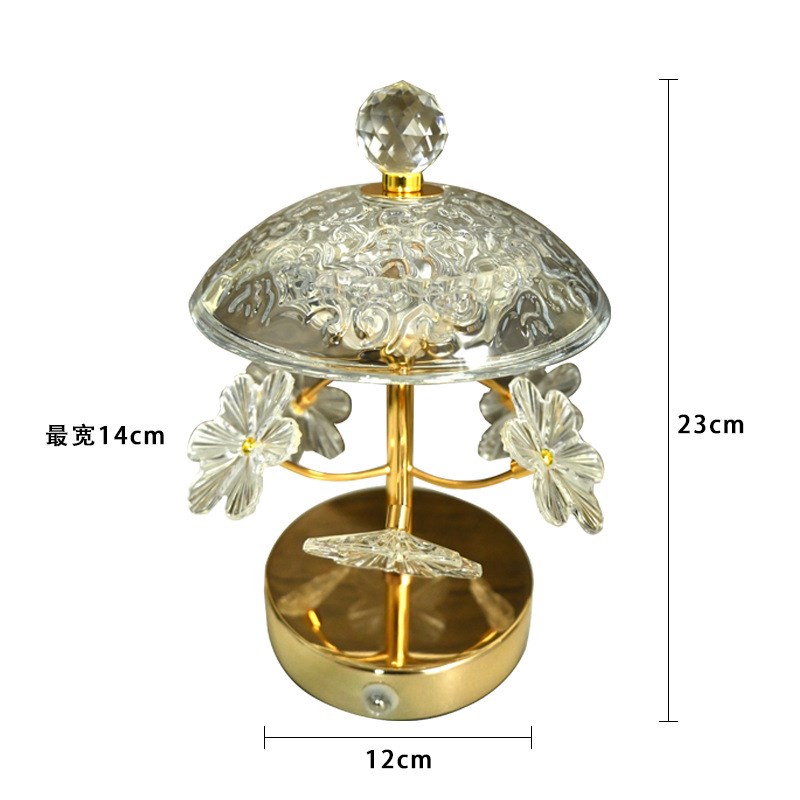 水晶台灯led触摸小夜灯客厅装饰摆件创意花瓣台灯U卧室床头氛围灯