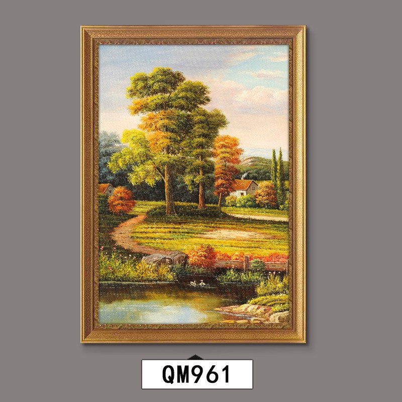 欧式玄关装饰画聚宝o盆客厅走廊挂画美式山水画壁画古典风景油画