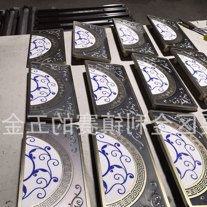 仿古拉手 中式大v门古典拉手 青花瓷古铜拉