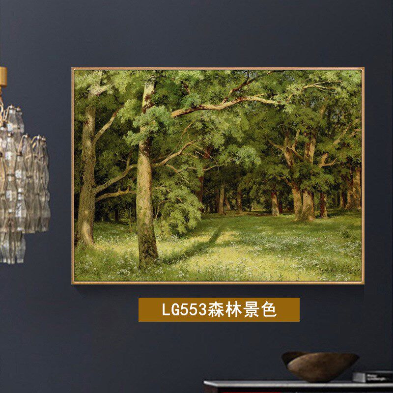 希施金油画森林i装饰画玄关简欧风景画欧式客厅挂画有山无水壁画