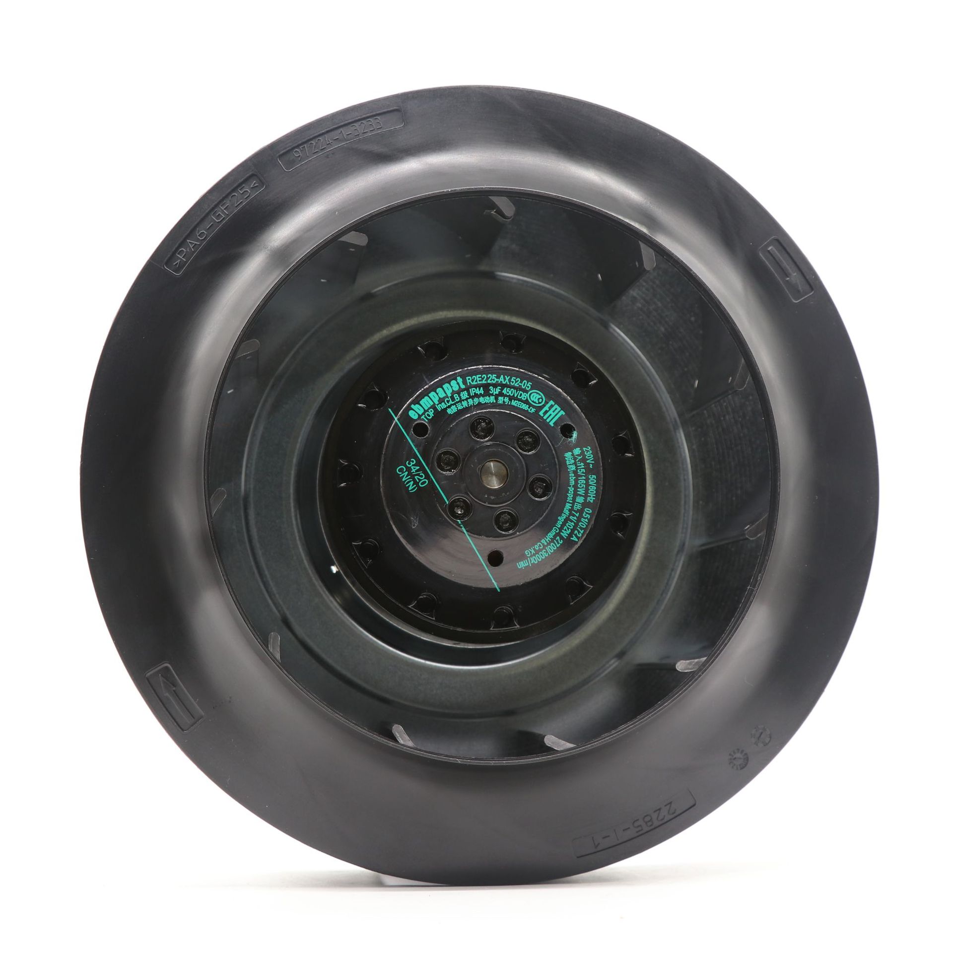 R2E225-AX52-05风扇ebmpapst后倾式离心散热风机新风系统空气净化