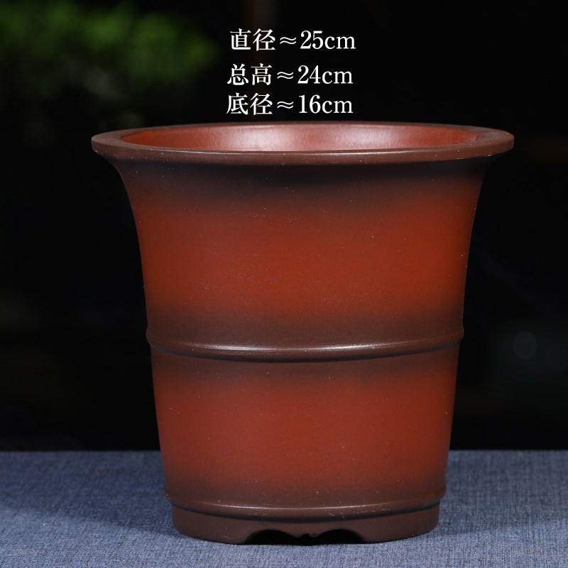 宜兴紫砂花盆大号绿萝花盆大口径种树特大号陶瓷花盆包芸