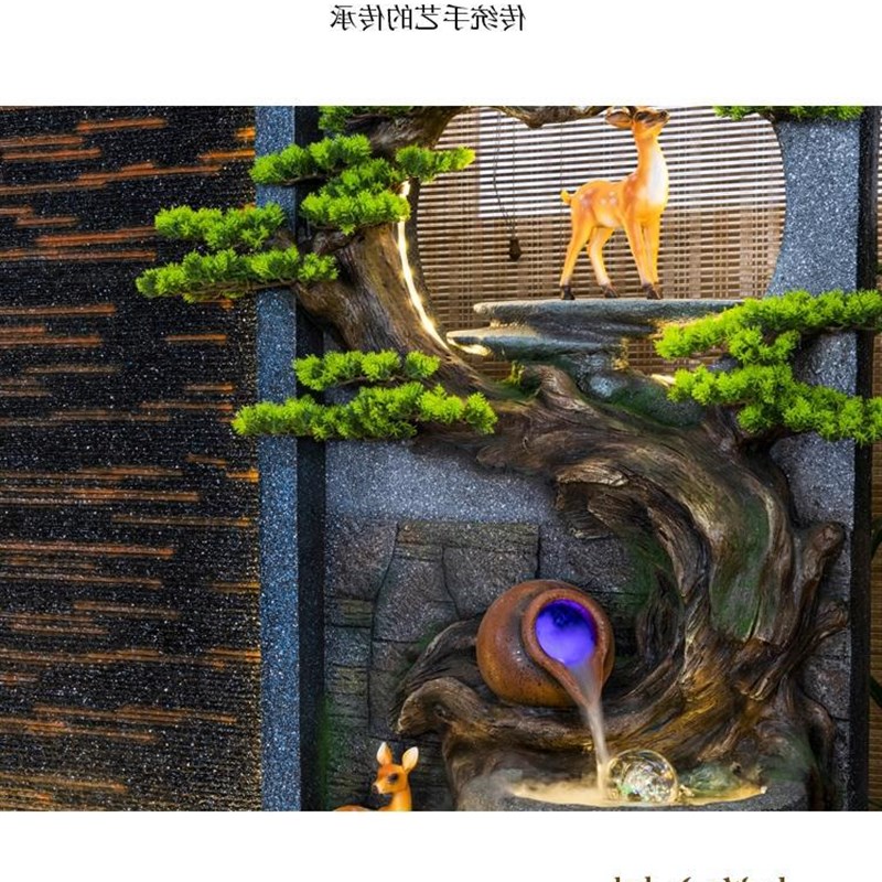 假山流水喷泉水幕墙庭院别墅水景造景风水轮客厅屏风隔断落地摆件