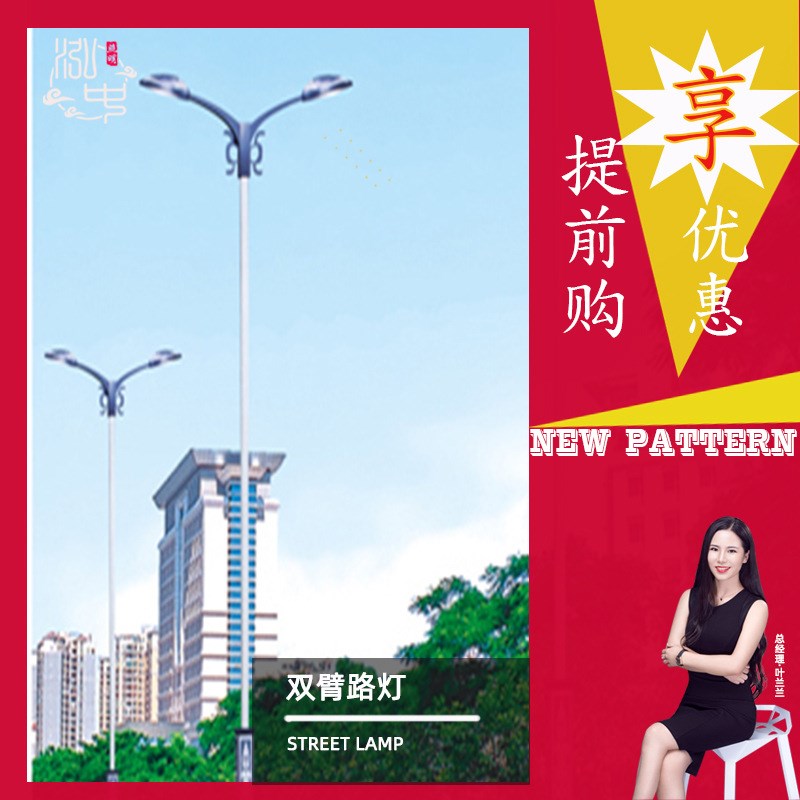 广东8米12米异形双臂双头热镀锌路灯 智能控制市电互补道路景观灯