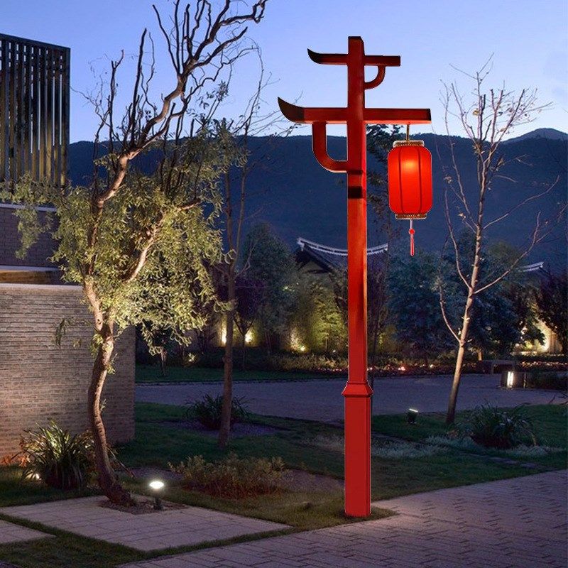 景观灯防水庭院灯户外p路灯景区复古式中国风装饰灯红色灯笼高杆