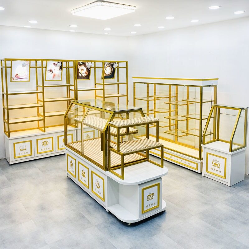 新款镀钛弧形中岛面包展示柜