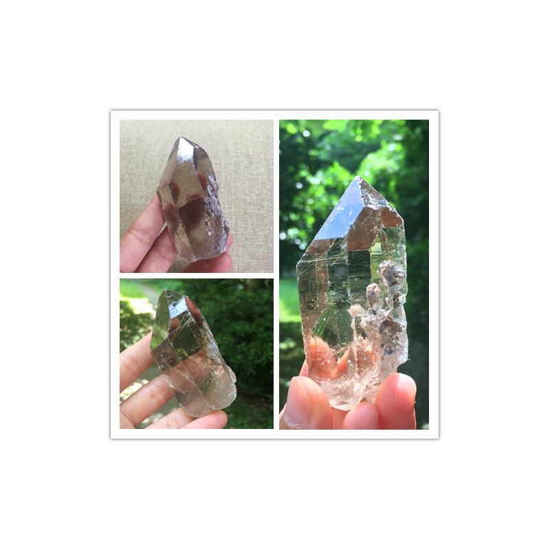 安居珠宝水晶巴西烟水晶茶晶单尖水晶原石开中号