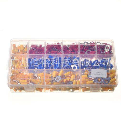 圆形端子 650pcs盒装冷压端子 O型端子组合 Vpvc冷压端子