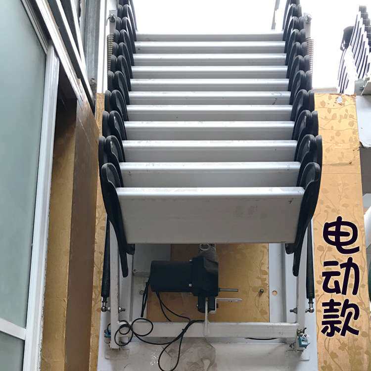 室内室外家用壁挂梯子加厚阁楼楼梯电动折叠拉伸楼梯外贸壁挂楼梯