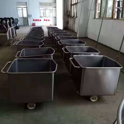 调理品滚揉接料小料车 液压提升料斗车 食品厂物料周转车扁钢料车