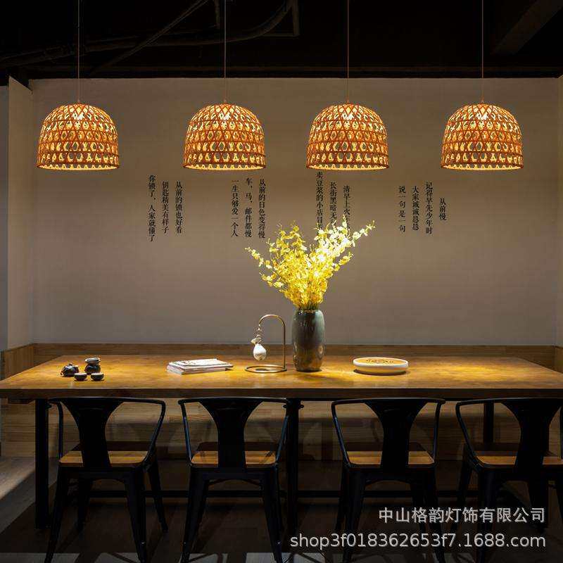 东南亚田园竹编吊灯创意个性酒吧咖啡厅餐厅饭店阳台过道书房吊灯