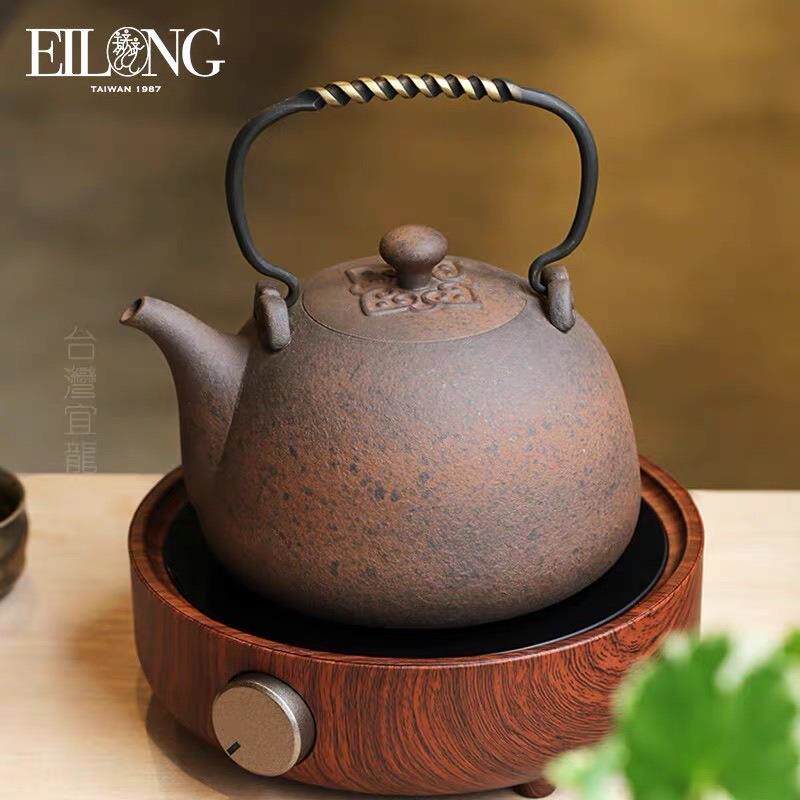 瓷宜龙月泉陶高纯度ZB001耐火土煮茶具陶壶烧水矿壶手工铜把提梁