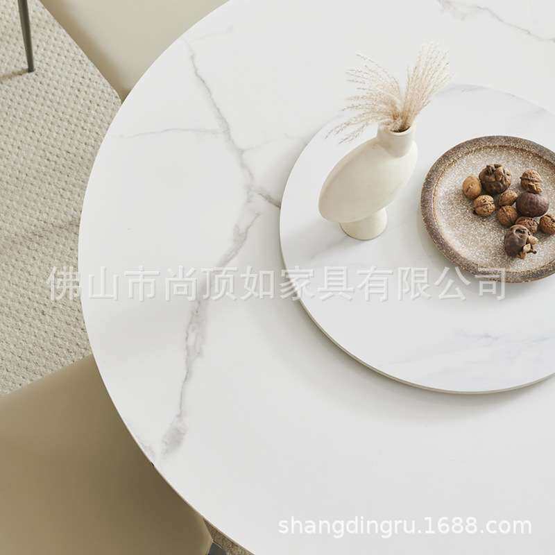 轻奢时尚餐桌 新款意式轻奢岩板餐桌家用简约餐桌椅组合现货