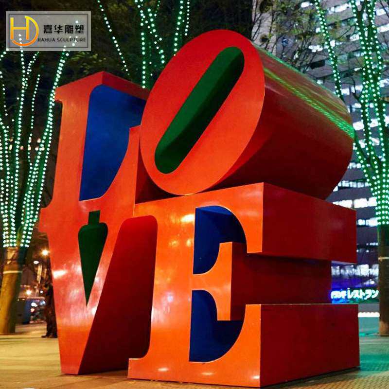 大型不锈钢英文字体love爱情主题雕塑商场购物广场步行街装饰美陈