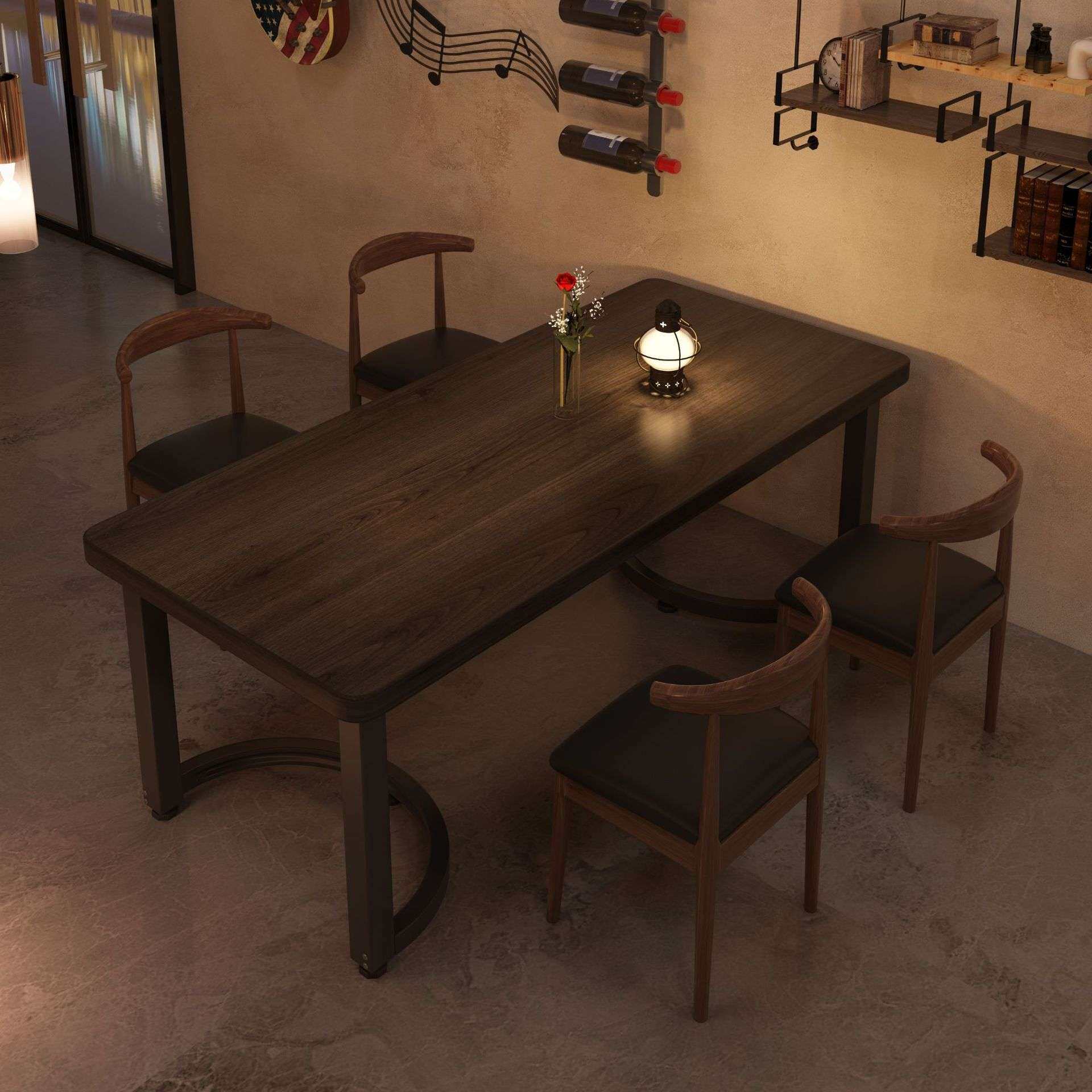 北欧餐桌椅长方形家用桌子客厅吃饭长桌子工作台多功能原木风餐桌