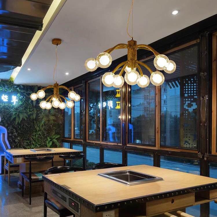 欧客厅北吊灯创意个性禅意茶室日式9017S民头宿卧室枝树木头多餐