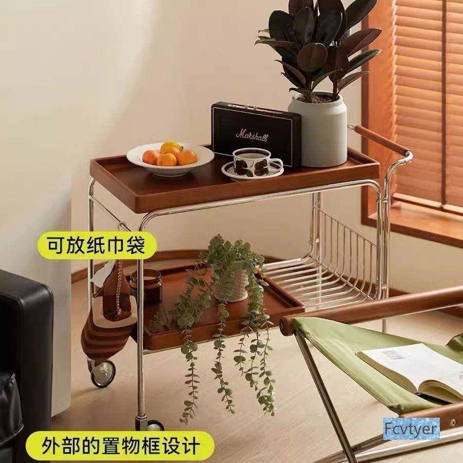 雨小秋派茶水推车复置物架色古双层小推车木10056222托盘餐车客实