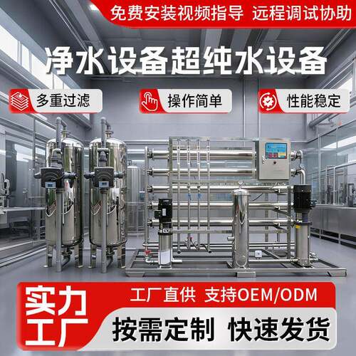 PLC全自动双级RO反渗透设备净水器不锈钢纯水系统工业水净化水