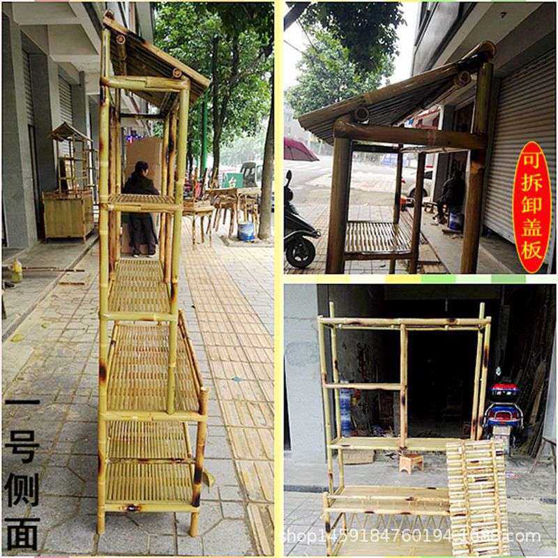 手工竹制博古架带背板书柜酒柜隔断办公饰品展示架货架花架屏风