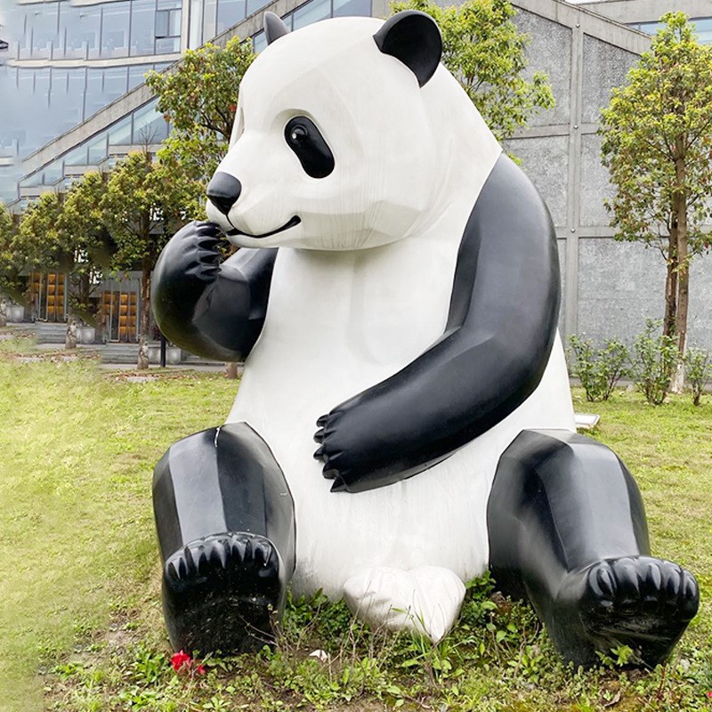 户外大型不锈钢熊猫雕塑厂家制作地标建筑广场园林十二生肖动物