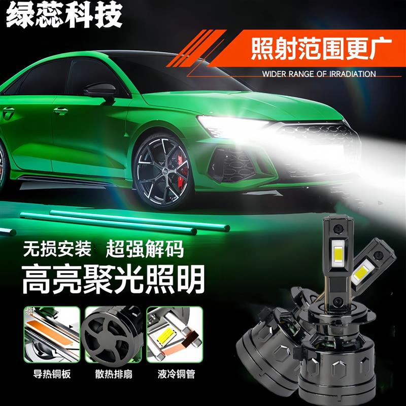 跨境热销双铜管led车灯改装超亮65W大功率汽车led大灯