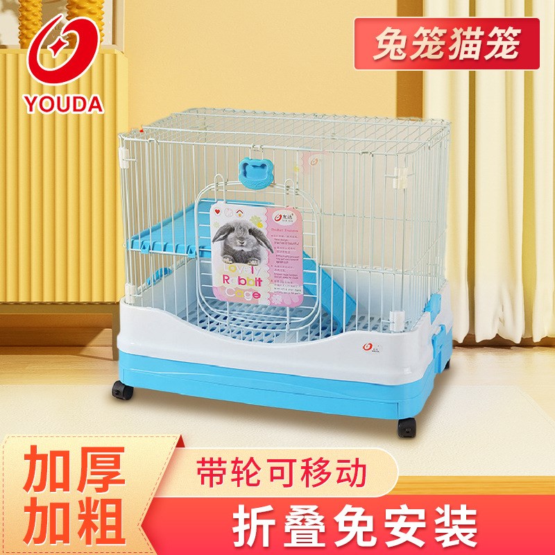 厂家猫笼兔笼小宠物笼滑梯笼豪华双层仓鼠笼滑轮多层宠物兔笼