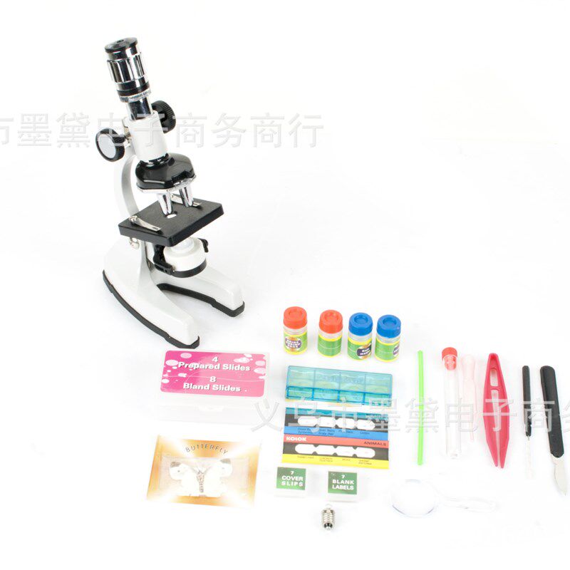 厂家直销学生金属显微镜1200x 变焦目镜 手提箱儿童显微镜