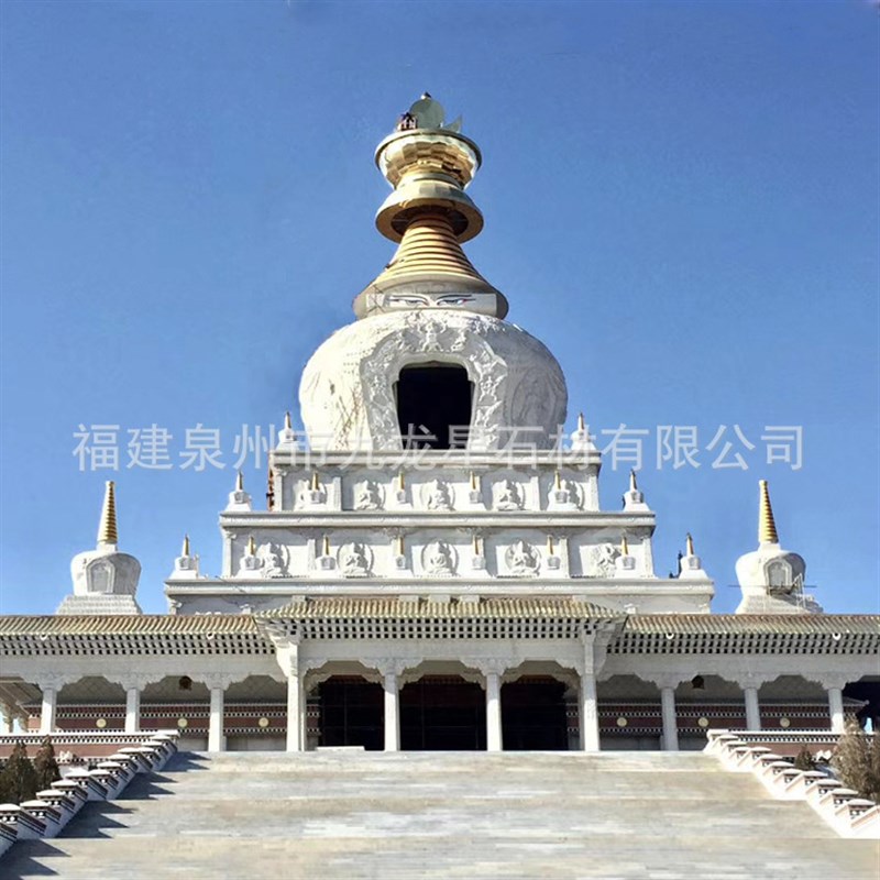 定 制石雕佛塔芝麻白 汉白玉花岗岩舍利塔景观寺院公园石塔文昌塔