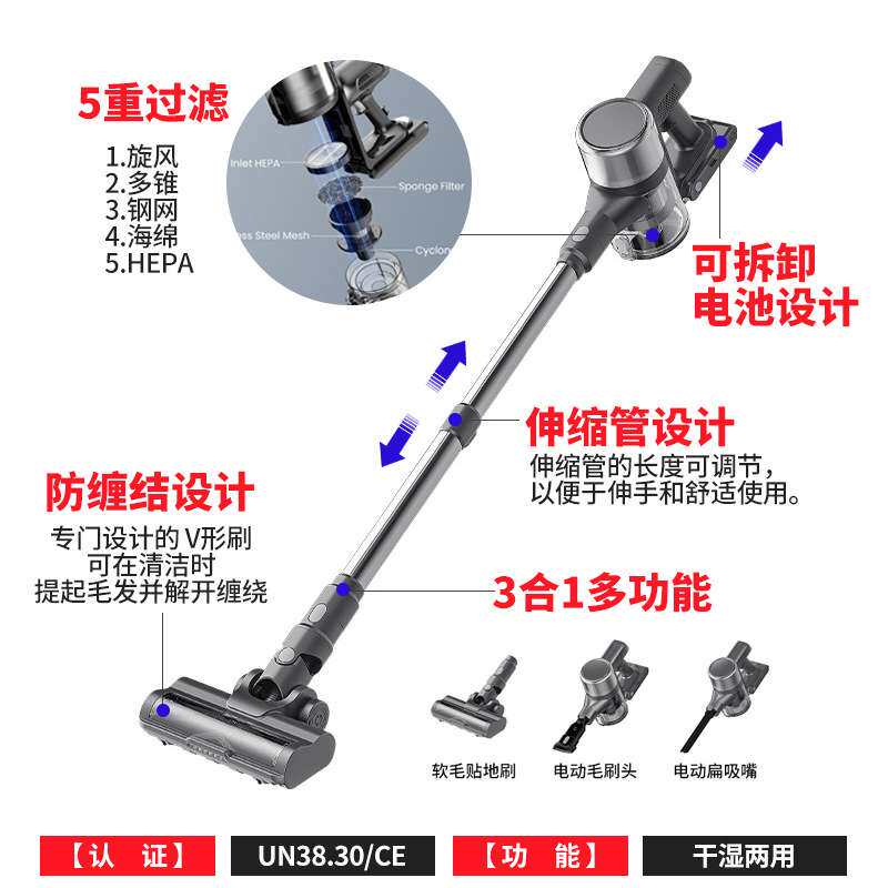 艾杜森手持无线真空吸尘器 大功率强吸力家用便携立式吸尘器