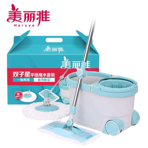 美丽雅平拖甩水套装甩水平板拖旋转拖把手压
